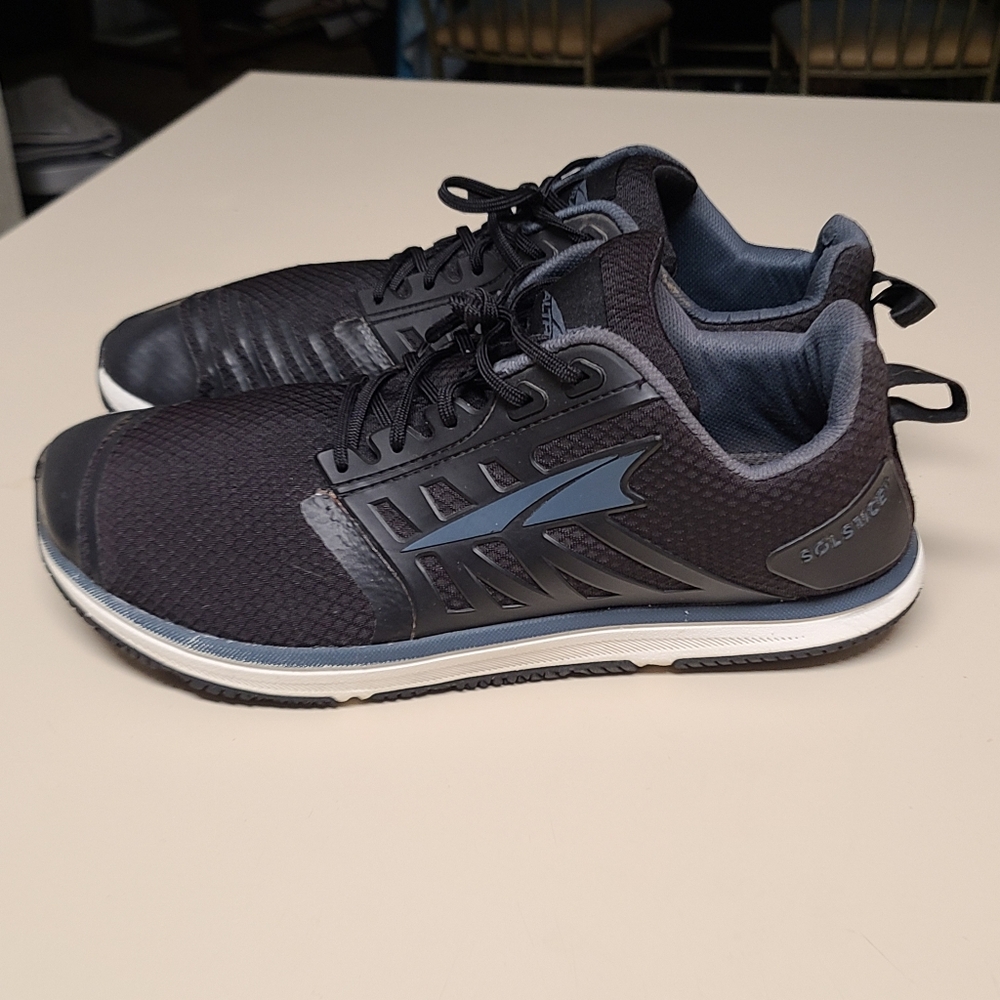 Altra Men's Black and Gray Athletic Running Sneakers with Blue Accent